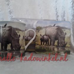 Neushoornmok met neushoorn onderzetter