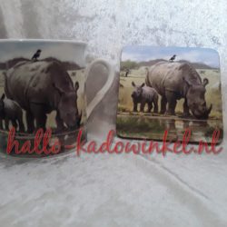 Neushoornmok met neushoorn onderzetter